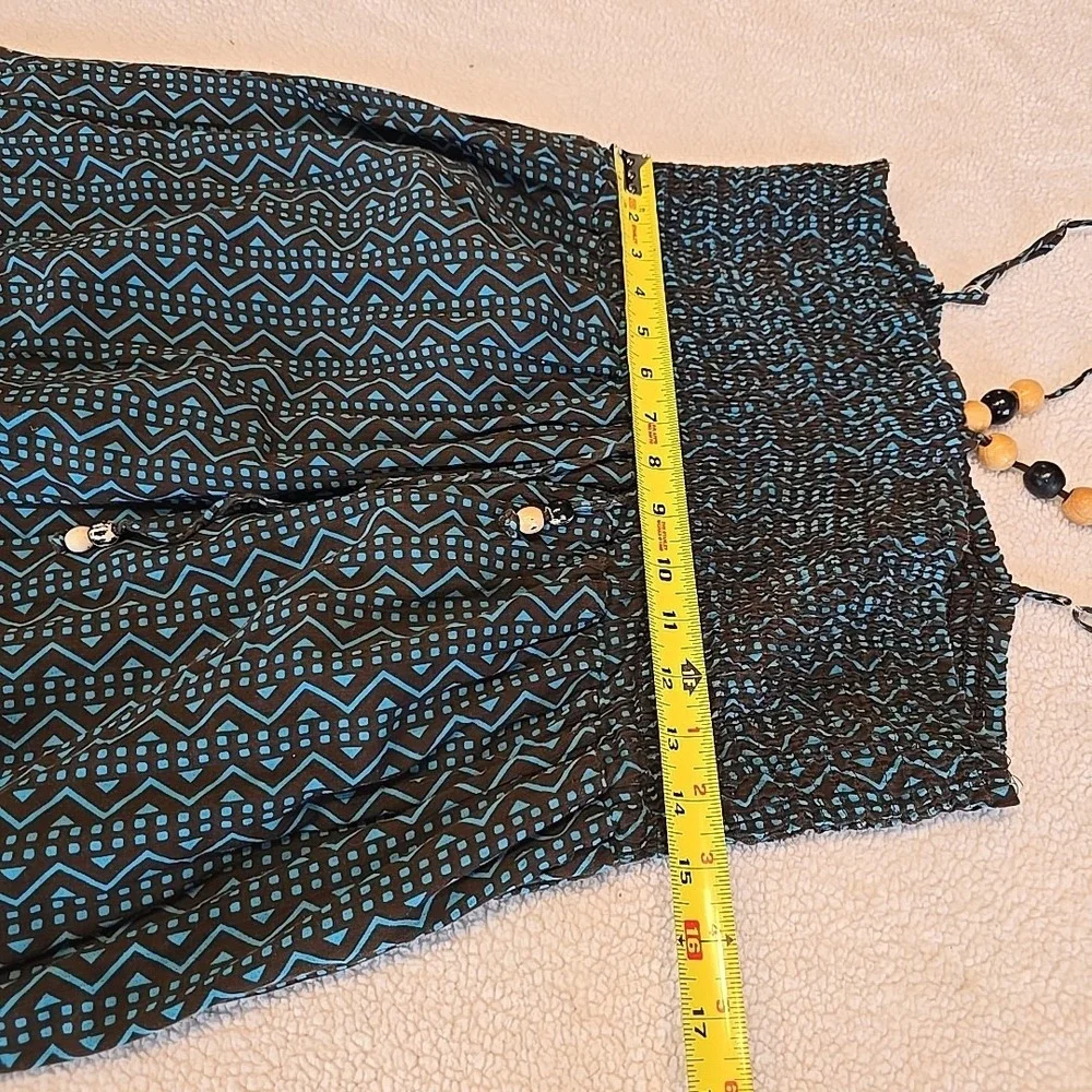 Funky People Dress Sz M Boho Hippie Festival Smock Bodice Wood Beads Bubble Hem‎